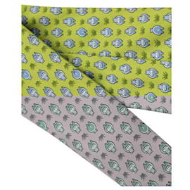 Hermès-HERMÈS Green With Blue Hippopotamus Pattern-Green