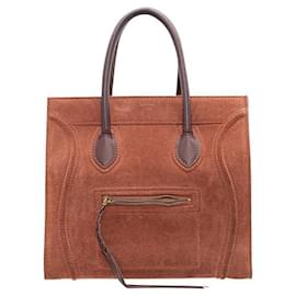 Céline-Celine Suede And Leather Medium Phantom Cabas Bag-Orange