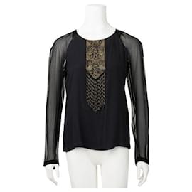 Autre Marque-Contemporary Designer Sheer Sleeves With Gold Embellishments-Black