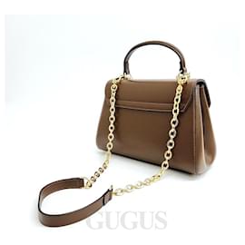 Gucci-GUCCI  Horsebit 1955 tote and shoulder bag (702049)-Brown