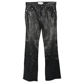 Autre Marque-Pantaloni in pelle di agnello nera dal design contemporaneo-Nero