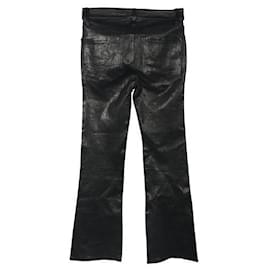 Autre Marque-Pantalon en cuir d'agneau noir de créateur contemporain-Noir