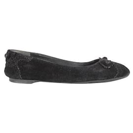 Balenciaga-BALENCIAGA Zapatos planos Arena de ante negro-Negro
