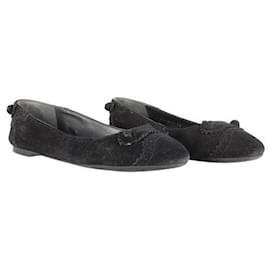Balenciaga-BALENCIAGA Chaussures plates Arena en daim noir-Noir