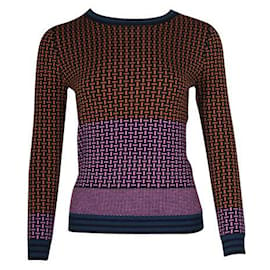 Diane Von Furstenberg-DIANE VON FURSTENBERG Suéter de lana de dos colores/ Blusa-Multicolor