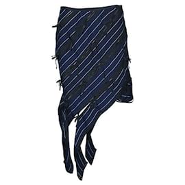Self portrait-SELF-PORTRAIT Knee Length Stripes Skirt in Navy-Navy blue