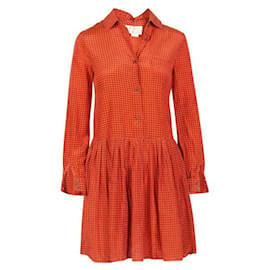 Autre Marque-ZEITGENÖSSISCHES DESIGNER Kleid mit geometrischem Aufdruck-Orange