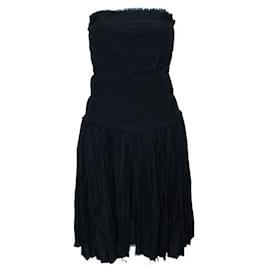 Autre Marque-CONTEMPORARY DESIGNER Strapless Pleated Silk Dress-Black