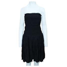 Autre Marque-CONTEMPORARY DESIGNER Strapless Pleated Silk Dress-Black