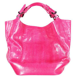 Autre Marque-CONTEMPORARY DESIGNER Pink Python  Leather Handbag-Pink