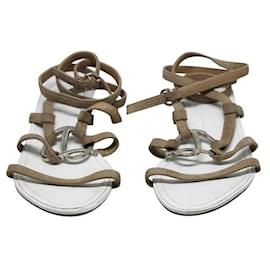 Tod's-TOD'S White Strapped Buckle Sandals-White