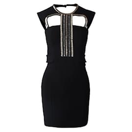 Autre Marque-CONTEMPORARY DESIGNER Gold Tiled Embellished Cut Out Dress-White