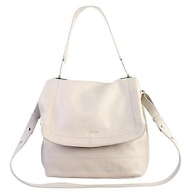 Autre Marque-Bolso satchel de cuero con solapa de DISEÑADOR CONTEMPORÁNEO-Gris