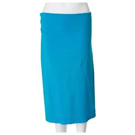 Autre Marque-CONTEMPORARY DESIGNER Crepe Midi Skirt-Blue