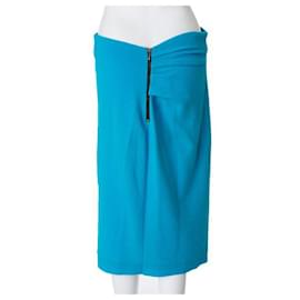 Autre Marque-CONTEMPORARY DESIGNER Crepe Midi Skirt-Blue