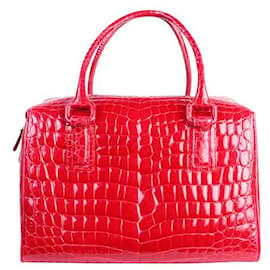 Autre Marque-MUIIK Red Crocs Leather Handbag-Red