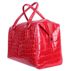Autre Marque-MUIIK Red Crocs Leather Handbag-Red