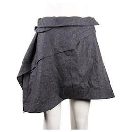 Autre Marque-CONTEMPORARY DESIGNER Asymmetrical Wool Skirt-Grey