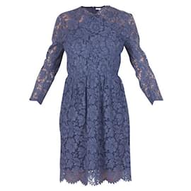 Autre Marque-ZEITGENÖSSISCHES DESIGNER-Kleid aus Marineblauer Spitze-Blau