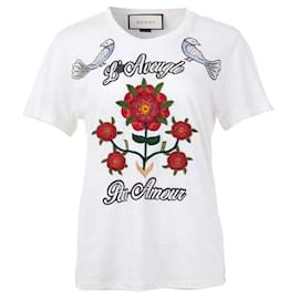 Gucci-Camiseta GUCCI L'Aveugle Par Amour-Blanco