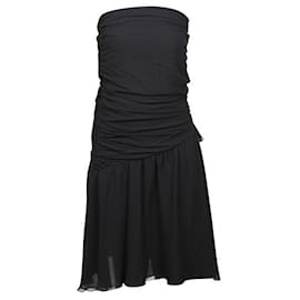 Autre Marque-ZEITGENÖSSISCHES DESIGNER-Kleid in Schwarz mit drapiertem Mieder-Schwarz