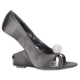 Marc Jacobs-MARC JACOBS Satin and Crystal Ball Accent Heels-Black