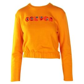 Autre Marque-ZEITGENÖSSISCHES DESIGNER-Sweatshirt in Orange mit gesticktem Logo-Orange