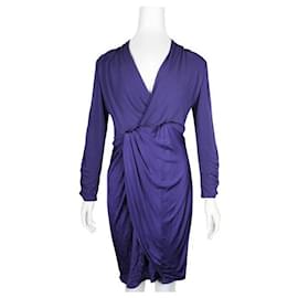 Autre Marque-CONTEMPORARY DESIGNER Purple Deep V-Neck Midi Dress-Purple