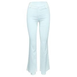 Autre Marque-CONTEMPORARY DESIGNER Linen Blend White Pants-White
