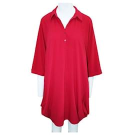 Autre Marque-DISEÑADOR CONTEMPORÁNEO Vestido rojo de manga larga-Roja