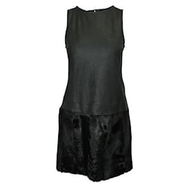 Autre Marque-CONTEMPORARY DESIGNER Black Dress with Goat Fur-Black