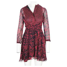 Autre Marque-CONTEMPORARY DESIGNER Printed Silk Dress-Red