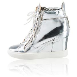 GIUSEPPE ZANOTTI Sneakers con zeppa color argento metallizzato Argento