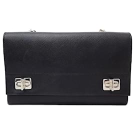 Prada-Prada  Saffiano Chain Shoulder Bag (BT0992)-Black