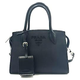 Prada-Prada  Saffiano Monochrome Tote cum Shoulder Bag-Black