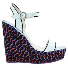 Sophia webster-SOPHIA WEBSTER Colorful Woven Wedges with White Straps-Multiple colors
