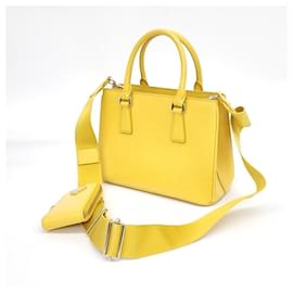 Prada-Prada  Saffiano Lux Tote cum Shoulder Bag (1BA296-Yellow