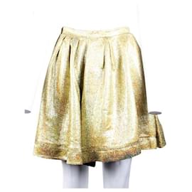 Msgm-MSGM Metallic Gold Skirt-Golden