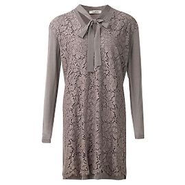 Valentino Grey Pussy Bow Lace Pullover Kleider Grau