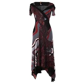 Jean Paul Gaultier-JEAN PAUL GAULTIER Black And Red Long Dress With Short Sleeves-Black