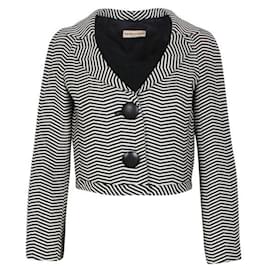 Autre Marque-CONTEMPORARY DESIGNER Black and White Striped Short Blazer-Multiple colors