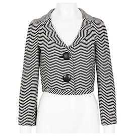 Autre Marque-CONTEMPORARY DESIGNER Black and White Striped Short Blazer-Multiple colors