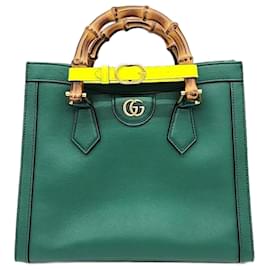 Gucci-Sacola de bambu Gucci Diana pequena (660195)-Verde