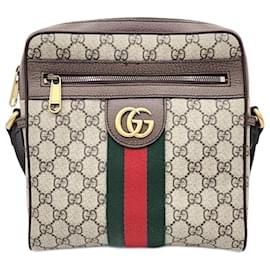 Gucci-Bolsa mensageiro pequena Gucci Ophidia GG (547926)-Bege