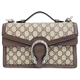 Gucci-Gucci  Dionysus Gg Top Handle Bag (621512)-Brown,Beige