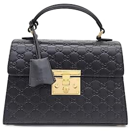 Gucci-Gucci  Padlock Gucci Signature Top Handle/Shoulder Bag (453188)-Black