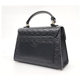 Gucci-Gucci  Padlock Gucci Signature Top Handle/Shoulder Bag (453188)-Black