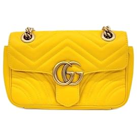 Gucci-Gucci  Matelassé Mini Shoulder Bag (446744)-Yellow