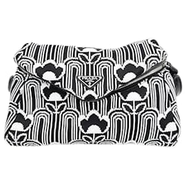 Prada-Prada  Jacquard Shoulder Bag (1BC165)-Black,White,Multiple colors
