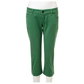 Gucci-Gucci Green Capri Jeans With Embroidery Patches-Green